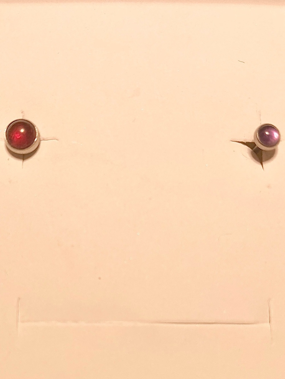 Genuine Amethyst & Garnet Gemstone Titanium Flat Back Threaded Stud Earrings